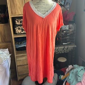 Latuza Orange & White Lace Nightgown - XL